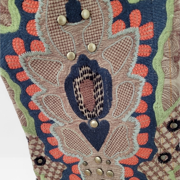 NWT BIYA Johnny Was Two Ten Ten Five Embroidered Studded Flare Bootcut Jeans 4 - Picture 5 of 13